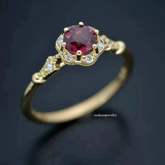 2Ct Art Deco Style Round Lab Created Ruby & Diamond Engagement Ring 14K Gold FN