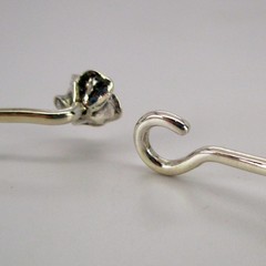 Sterling Silver Rose Bangle Charm Bracelet Flower Design Stacking Vintage NOS