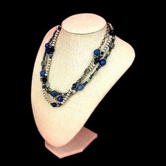 VTG Premiere Designs Boho Blues Silver Tone Everyday Necklace 21″