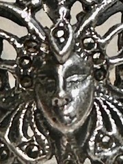 Butterfly ring Lady Face Art Deco size 6 marcasites sterling silver band women