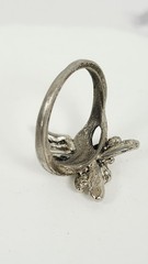 Vintage Silver Tone Pixie Fairy Statement Ring Winged Angel Costume Jewelry