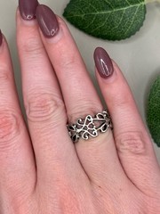 Vintage Silver Tone Filigree Ring Size 7 Scrollwork Statement Boho Gothic Ring