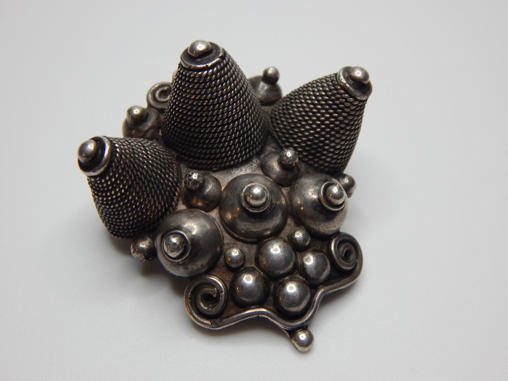 Art Deco African Sterling Silver Brooch-Pendant, Signed B.N.A., Depose