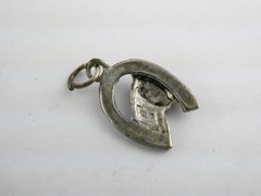 Vintage Unmarked Sterling Silver Horse Horseshoe Lucky Charm Pendant 1.2g .75 In