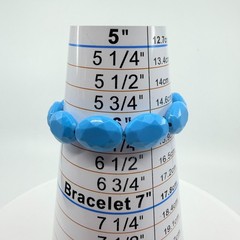 Vintage Chunky Sky Blue Faceted Oval Acrylic Bead Stretch Bracelet
