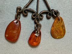 Vintage Baltic Amber Brooch Dangle Pin Soviet Era Latvian Jewelry 6.6g 8.5cm