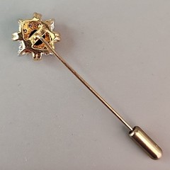 Vintage Sapphire Stick Pin Clear Cubic Zirconia Gold Plated