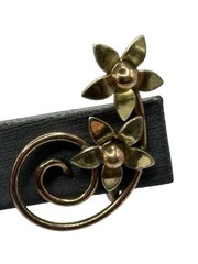 VTG Sterling Silver 925 Floral Ear Climber Swirl Earrings Gold Plated Clip On