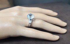 Vintage Platinum Engagement Ring 6.67ct. Natural Sky Blue Aquamarine Round Cut