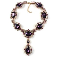 Vintage Crystal Statement Necklace Rhinestone Bib Choker for Women