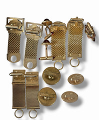 Vintage Men’s 25 Pc Mixed Gold LOT Tie Clips, Bars, Cuff Links, Wraps Costume