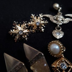 Vintage Earrings Dangle Gold Tone Lot Pierced Dangle Stud Hoop Lot of 6