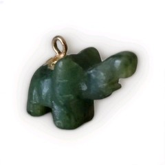 Vintage Jade Elephant Dark Green Jade Carved Elephant Pendant Charm