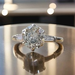 Vintage Platinum Engagement Ring 2.40CT.Lab Grown Old Euro Round Cut Diamond