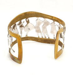 Robert Lee Morris Andy Warhol Tribute Sterling Silver & Brass Cuff Bracelet, 8″