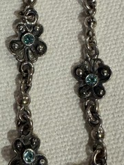 Vintage Silver Plate? and Faceted Blue Rhinestone 8.5” Bracelet