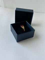 Vintage Red Cubic Zirconia Ring Gold Plated Womens Size 7
