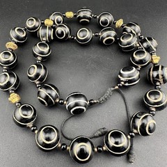 Lot 27 Ethnic Pyu Etched Agate Eye Beads Natural Stone Agate Beaded Necklace