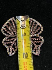 Glittery Butterfly Wing Pink AB Rhinestone Pierced Earrings