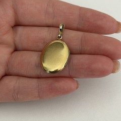 Antique Gold Filled Locket Monogram Etched Puffy Oval Pendant