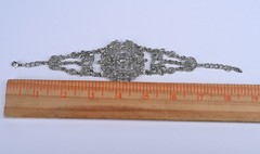 VCLM Victorian Style Rhinestone Filigree Statement Bracelet 8.5″