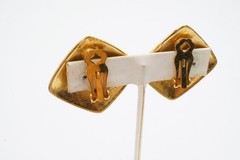 Vintage Clip On Earrings Gold Tone Enamel