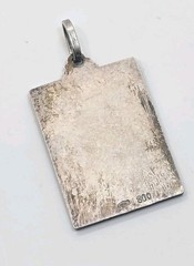 Beautiful Vintage 800 Silver Ladies Face Angel Square Charm Pendant