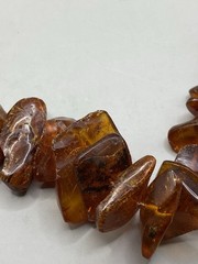 Vintage Baltic Amber Graduated Nugget Necklace Cognac Endless Strand 28 in FLAW