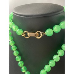 Vintage Lucite Bead Tassel Necklace Green UV Reactive Glow Jewelry