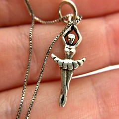 AGI Vintage Sterling Silver Ballerina Dancer Necklace 18″
