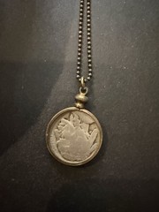 Vintage Hand Carved Buffalo Nickel Hobo Coin Pendant Necklace Folk Art Jewelry