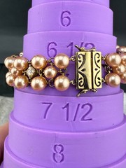 Vintage Ross Simons Bracelet Faux Pearl Rhinestone Pink 925 7.5”