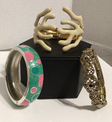Bracelet Lot Hinged Cuff Clamper/Stretch Rhinestone Enamel Silver/Gold Tone