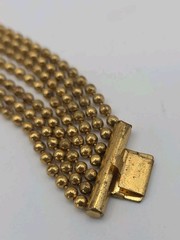 Vintage Art Deco Brass Multistrand BB Ball Bead Chain Bracelet 7″ 1930s Ornate
