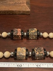 Vintage Leopard Skin Jasper Necklace Hand Knotted Natural Stone Gemstone Beads