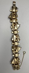 JULIANA D&E Book Piece Givre Cha Cha Dangle Arrow Rhinestone 5 Link Bracelet VTG