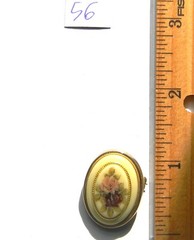 Fashion Brooch .75″ x 1″ Gold-Tone Two Roses in Ceramic – 56