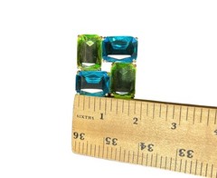 Cadoro Pastel Blue & Green Faceted Multi Stone Cut Glass Brooch Pin Book Piece