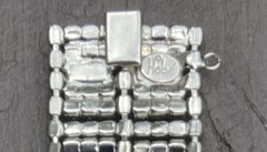 Vintage Hobe Rhinestone Wide Bracelet Silver Tone
