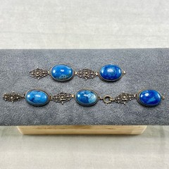 Vintage Art Deco Sterling Silver Costume Glass & Blue Sodalite Jewelry Lot As Is