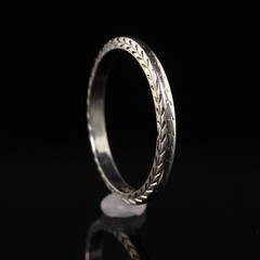 Antique Art Deco Belais 18K White Gold Engraved Wedding Band – Size 5