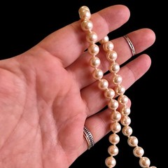 Vintage MCM Glass Pearl Choker 15in Gold Tone