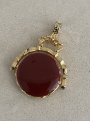 Vintage 50s Victorian Revival Charm Pendant Watch Fob Spinner Enamel Double Side