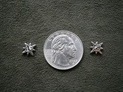 Star with Clear Crystals Vintage Sterling Silver Stud Post Earrings 2.7g