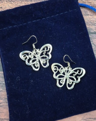 VTG Silver Tone Butterfly Earrings Dainty Insect Nature Jewelry Cute Gift Boho
