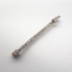 Diamond Bar Pin 14K Gold Platinum Top