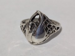 VINTAGE STERLING SILVER FILIGREE 1/2 INCH SWAN BIRD SZ 8 RING STAMP 925 2MM BAND