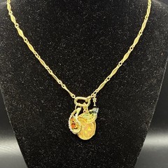 Custom Vintage Charm Trio, Vtg Gold Plated Trifari Chain Necklace, Opal, Czech +