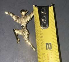 Gold Tone Dancer Brooch Mid Century Russian Ballet Ballerina Pin Vintage MCM