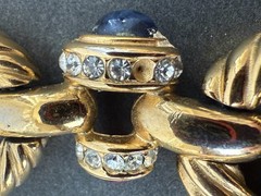 Vintage Givenchy Necklace Oval Link Rhinestone & Color Cabochon Gold Tone READ